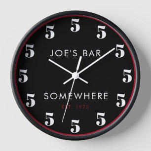 Horloge Custom 5 O'clock Bar Happy Hour Black