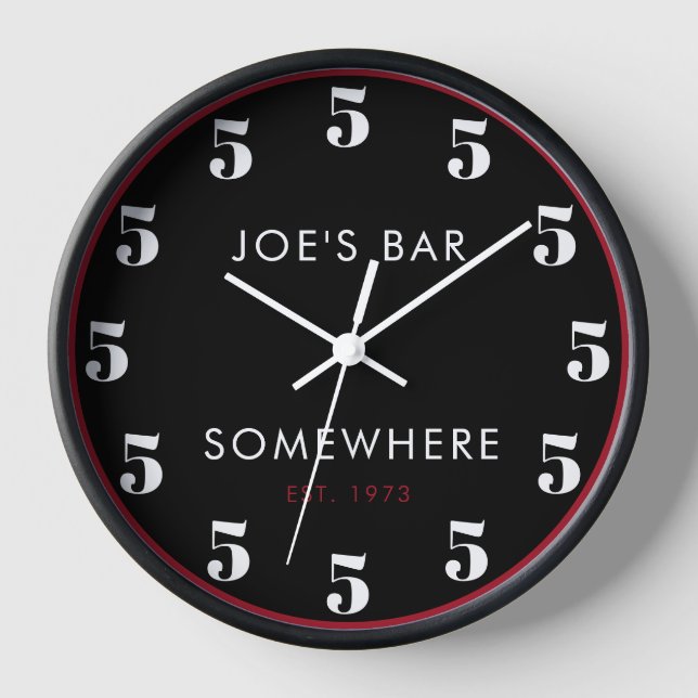Horloge Custom 5 O'clock Bar Happy Hour Black (Recto)