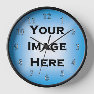 Horloge Custom Clock with Thin White Numbers Black Edged