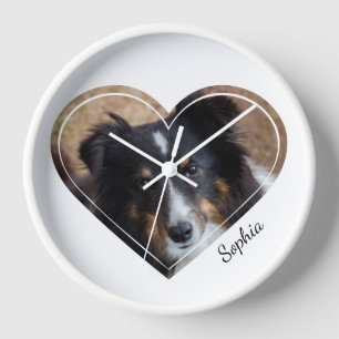 Horloge Custom Heart Shape Pet Photo & Personalized Text