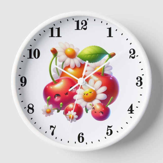 Horloge Cute cherry amoureux cuisine (Recto)