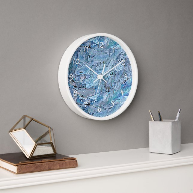 Horloge Cute Chic Purple Bleu Faux Motif de coquillage de  (Bureau)