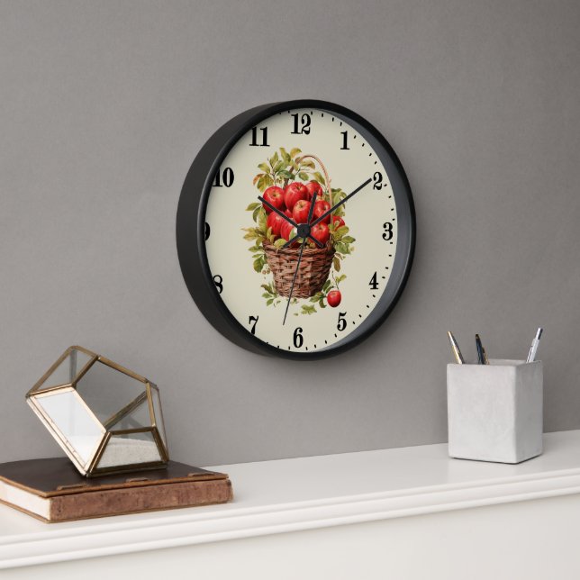 Horloge Cute corbeille pommes cuisine (Bureau)