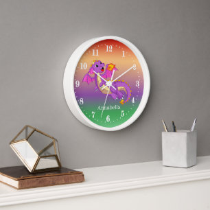 Horloge cute dragon add name kids