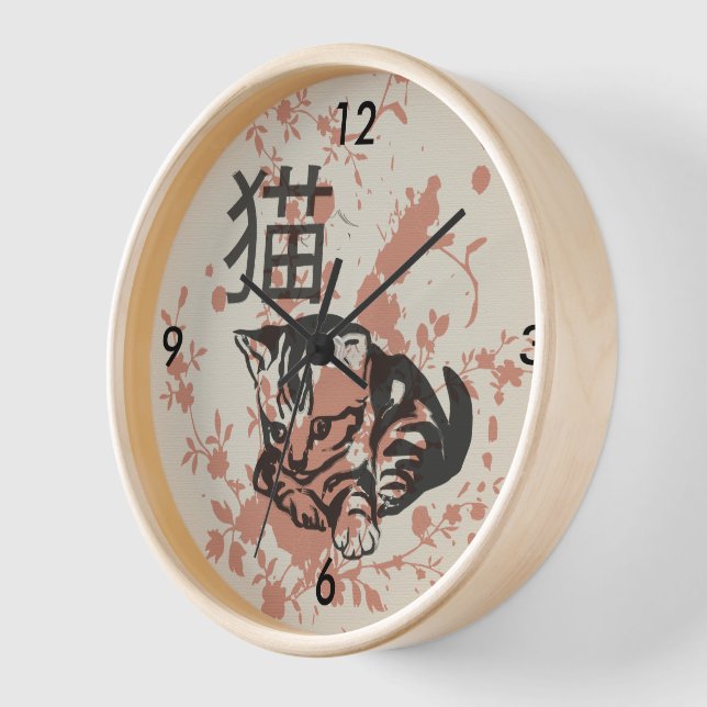 Horloge Cute oriental neko cat design (Angle)