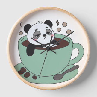 Horloge Cute Panda In Coffee Cup Coffee Lover Gift