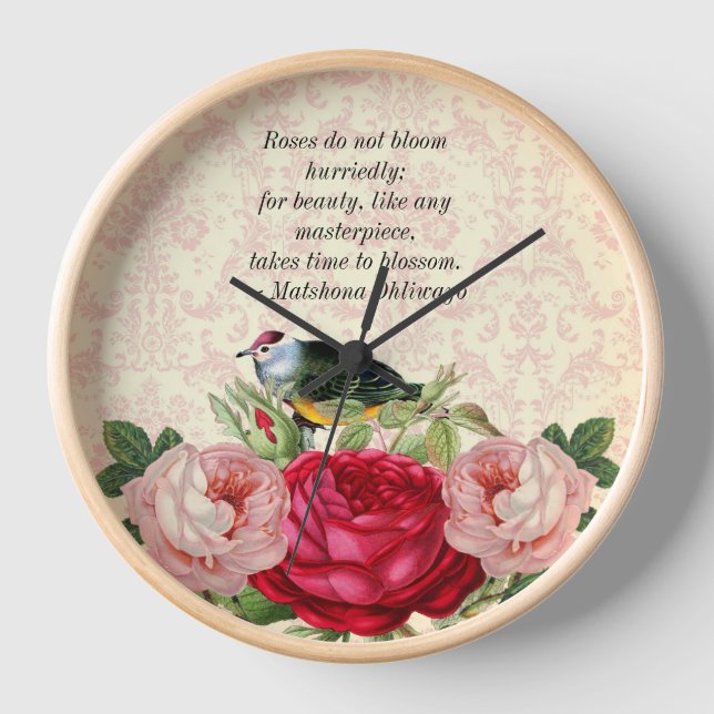 Horloge Damas avec mur rose rouge Roses (Recto)