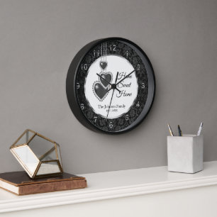 Horloge Damas Noir avec Coeurs - Home Sweet Home