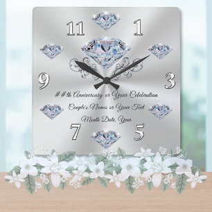 Horloge d'anniversaire de diamant ou votre