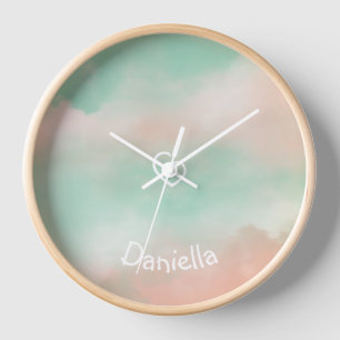 Horloge Danois Pastel Turquoise et rose pâle