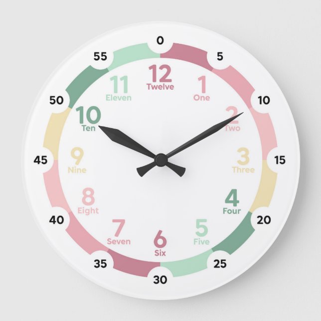 Horloge d'apprentissage - Pastel doux (Recto)