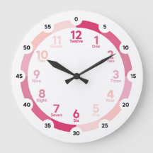 Horloge d'apprentissage - teintes roses