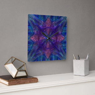 Horloge d'art en verre brillant bleu et violet