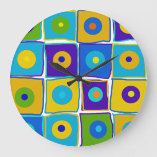 Horloge d'art pois et Carré