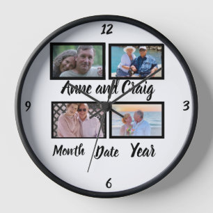 Horloge Date personnalisée Anniversaire du Mariage 4 Photo