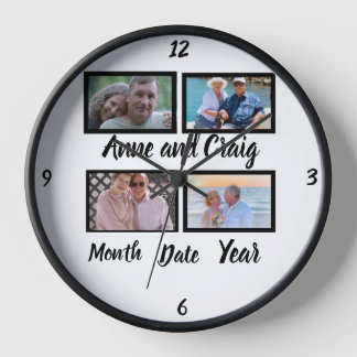 Horloge Date personnalisée Anniversaire du Mariage 4 Photo