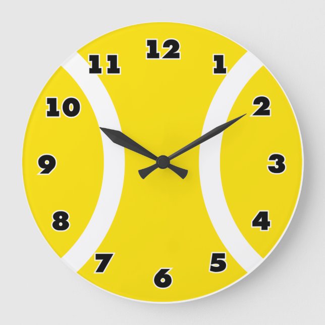 Horloge de balle de tennis jaune avec grand nombre (Recto)