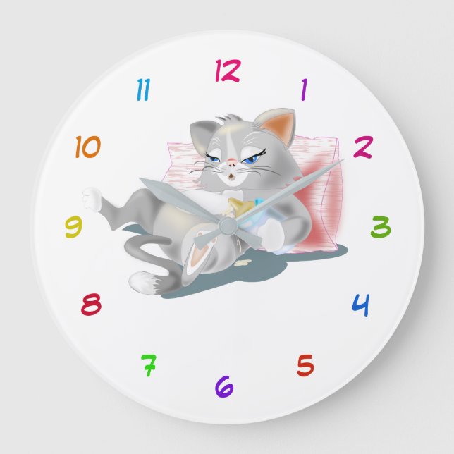 Horloge de bébé Kitty - Couleurs personnalisées (Recto)