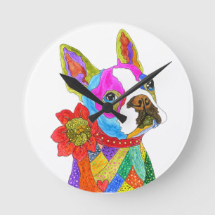 Horloge de Boston Terrier joli et coloré
