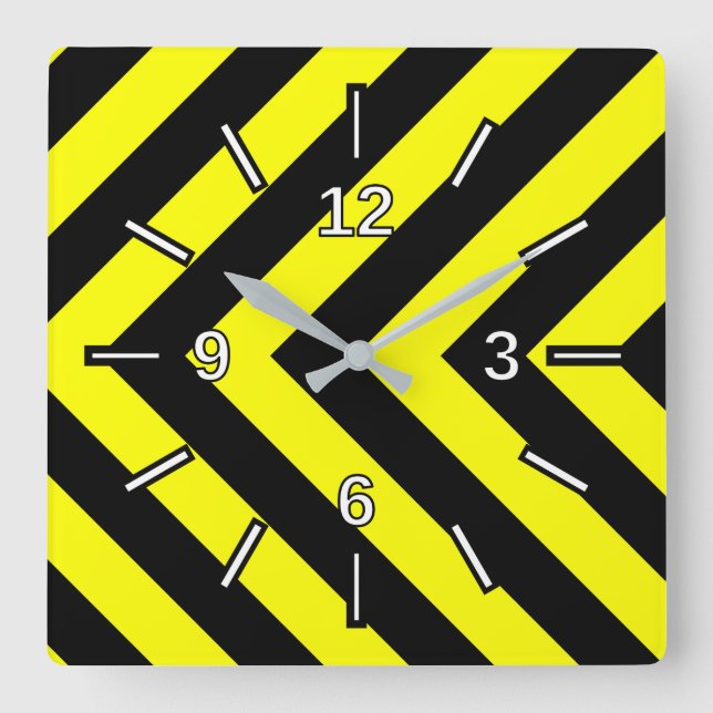 Horloge de Carré Motif noir et jaune semblable à C (Recto)