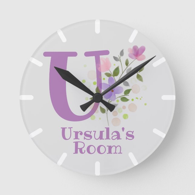 Horloge de chambre pour enfants avec nom et initia (Recto)