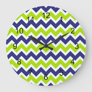 Horloge de chevron de vert de chaux de bleu marine