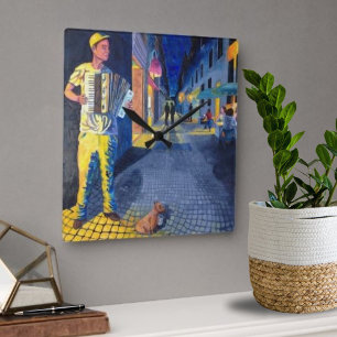 Horloge de chien du musicien de rue