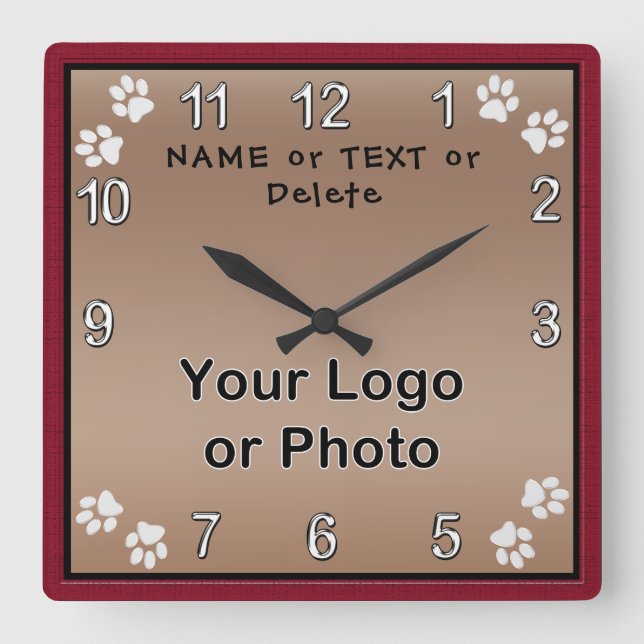 Horloge de chien personnalisée, votre TEXTE, photo (Recto)