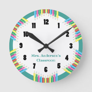 Horloge de classe Crayons colorés