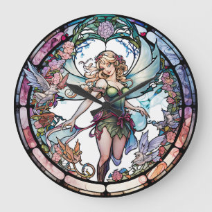 Horloge de conception de fées en verre tendu