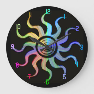 Horloge de conception Rainbow Sun Wavy Rays