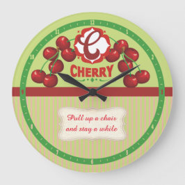 Horloge de cuisine couleur personnalisée Cerises v