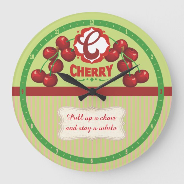 Horloge de cuisine couleur personnalisée Cerises v (Recto)