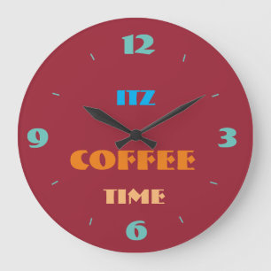 Horloge de cuisine rouge tendance "Itz Coffee Time