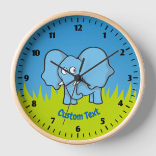 Horloge de dessin bleu éléphant