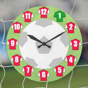 Horloge de football - avec Chemises rouges et blan