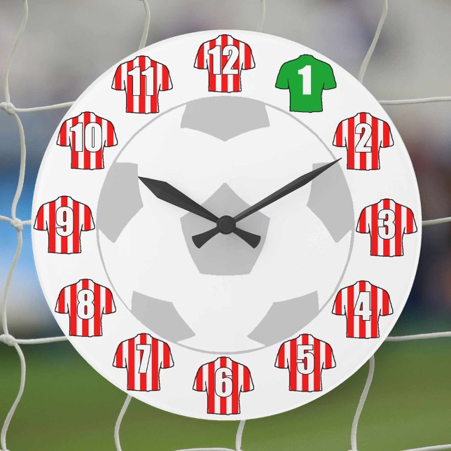 Horloge de football - avec Chemises rouges et blan (Créateur téléchargé)