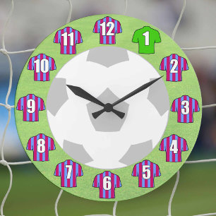 Horloge de Football - avec maillots bordeaux et bl