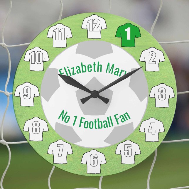 Horloge de football - Chemises blanches (Football style wall clock)
