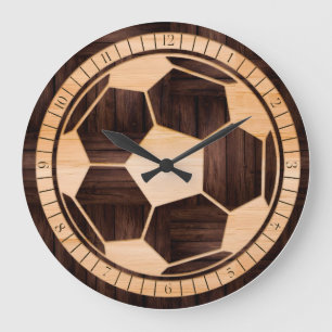 Horloge de football, Horloge de football, Bois 3D 
