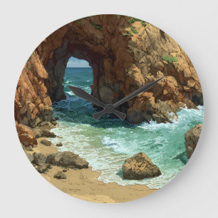 Horloge de grotte d'art pixel sur la plage