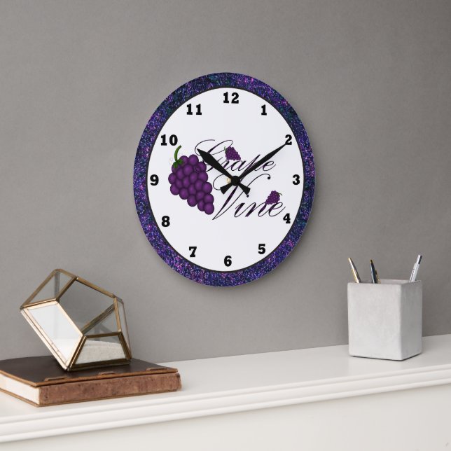 Horloge de la cuisine de la vigne de raisin (Bureau)