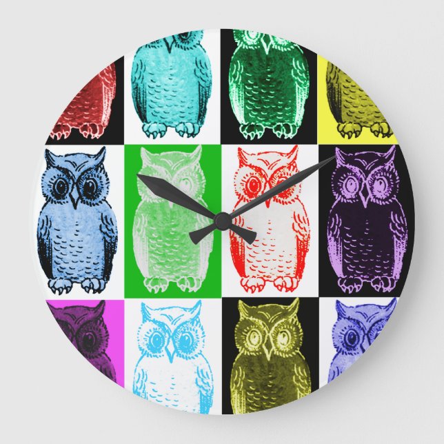 Horloge de la grille de couleurs de Owls (Recto)