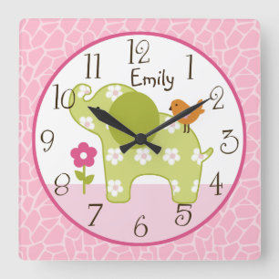 Horloge de la infirmière éléphante de la fille de 