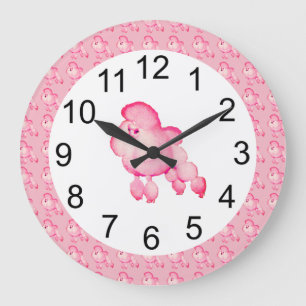Horloge de la muraille de caniche rose Fluffy