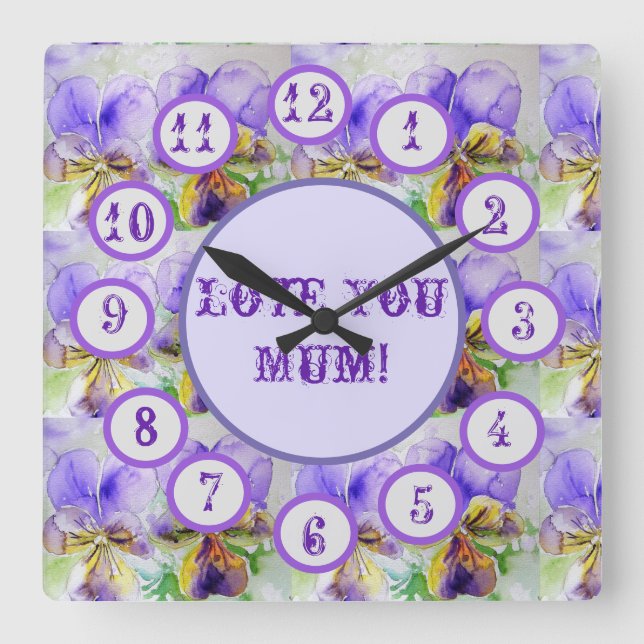 Horloge de la paroi acrylique de l'aquarelle viole (Recto)