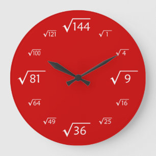 Horloge de la paroi racine carré (rouge/blanc)
