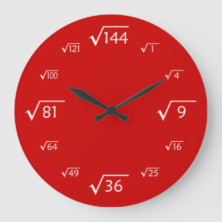 Horloge de la paroi racine carré (rouge/blanc)