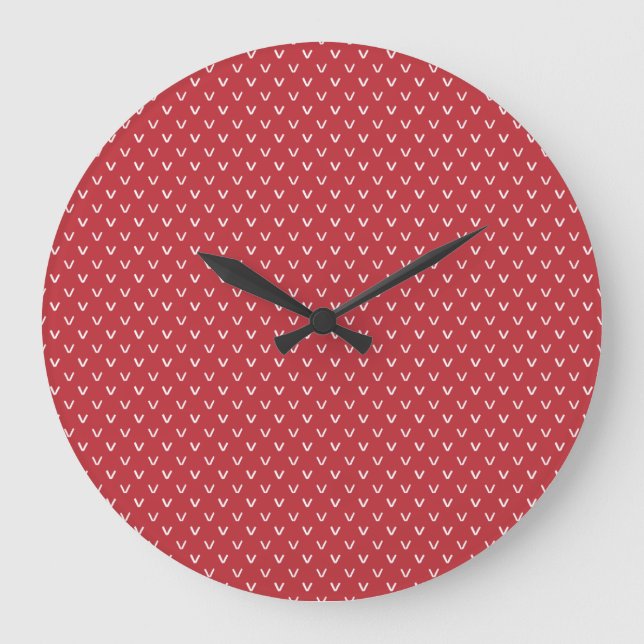 Horloge de la paroi ronde : Motif rouge et blanc R (Recto)