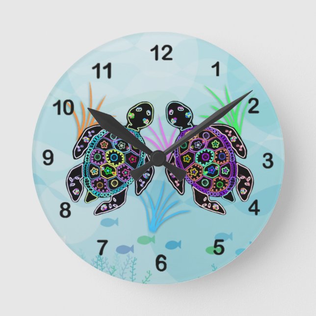 Horloge de la tortue de mer mosaïque (Recto)